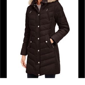 EUC Michael Kors 3/4 length Coat with faux fur hood